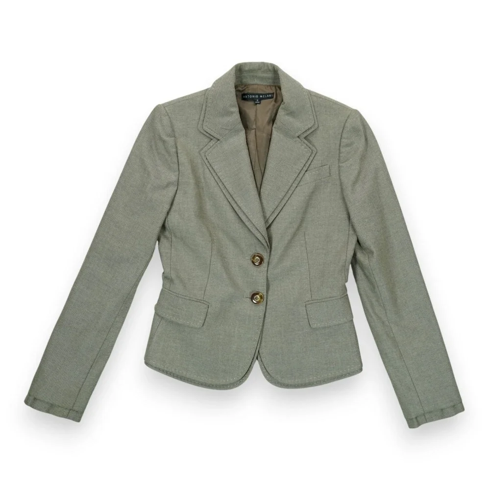 Antonio Melani Jacket Sz 0 & Skirt‎ Sz 2 Suit Brown Two Button Career Stretch